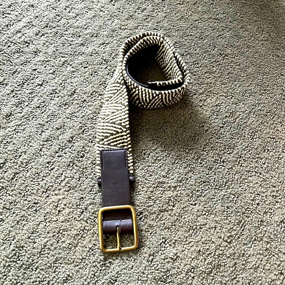 Woven and leather high waist belt